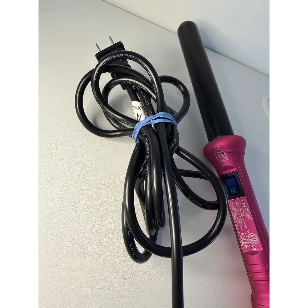 NuMe HB025BU Hot Pink Tourmaline Ceramic Swivel Cord Curling Wand Works Great!